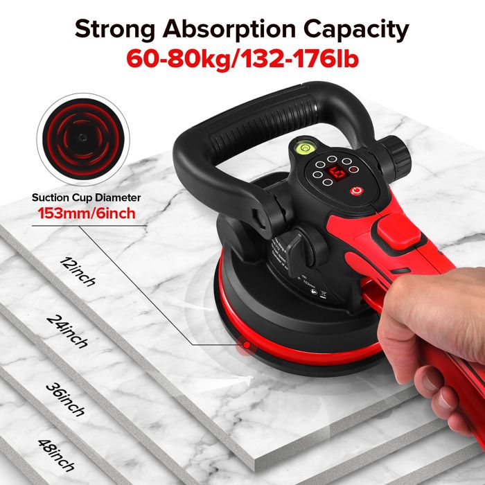 Machine de Pose de Carrelage, Vibreur de Carrelage Rechargeable, Capacité Maximale de Ventouse de 100kg, Nivellement de Carrelage 21V, Machine à Carreler, 5Vitesses (2 batteries Machine de Pose de Carrelage, Vibreur de Carrelage Rechargeable, Capacité Maximale de Ventouse de 100kg, Nivellement de Carrelage 21V, Machine à Carreler, 5Vitesses (2 batteries