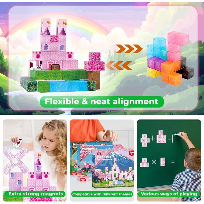 Construction Magnetique Enfant 100 pièces Magnetic Blocks 3+ Jeux