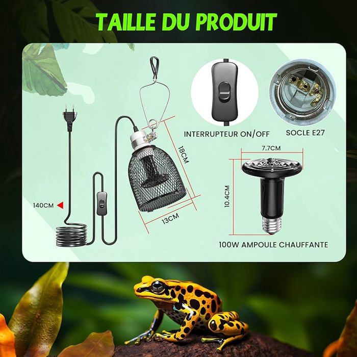 Lampe Chauffante Infrarouge 50W Pour Reptiles | Ampoule UVA Avec Douille E27 | Pour Terrarium Lézards, Serpents, Tortues | Verre De Quartz, Longue Durée - 2