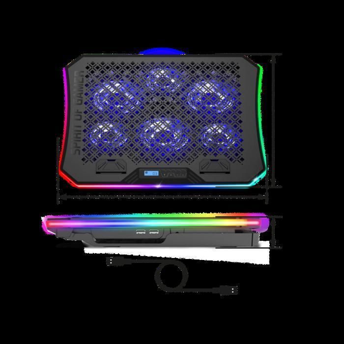 Support Refroidisseur Pour PC Portable Spirit Of Gamer AIRBLADE 1000 RGB - 2 Ventilateurs LED, 8 Positions, Port USB, Jusqu'à 17" - 3