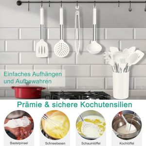 Lot De 2 Porte-ustensiles De Cuisine En Métal Blanc - Neufs, Sans Marque