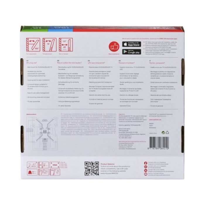 L550 - Support Mural Pour TV LED LCD 14 - 27 Inclinable 3 Rotules Noir