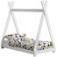 Lit Tipi Enfant En Bois Naturel Avec Grille De Sécurité - 140x70cm - Sommier à Lattes - Marque En.casa
