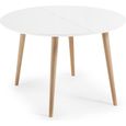 Table Oqui extensible ronde 120-200 cm, naturel et blanc-0