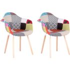 BenyLed Lot de 2 Fauteuils Salle à Manger Scandinaves Patchwork, Fauteuils Nordiques Rembourrés en Tissu Patchwork, Rouge