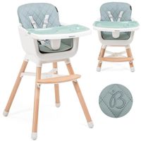 Bebelissimo - Chaise haute bébé 2 en 1 - Evolutive - Réglable - bois de Hêtre - PU cuir - vert -HA-032 - new design