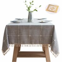 JupVierge Nappe Rectangulaire Anti Tache avec un coussin de tasse, Lavable Tissu Table a Manger Cuisine / Picnic (Grises-140x200CM