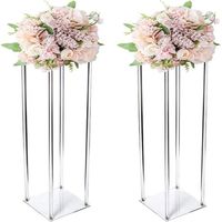 Vases en acrylique Centres de mariage pour tables - 2 PCS Clear Column Flower Stand, 7,87x19.69 pouces vases de fleurs