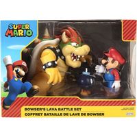 Coffret Super Mario 3 Figurines Bowser Bomb Mario Articule Set Bataille de la lave 1 Carte Tigre Enfant