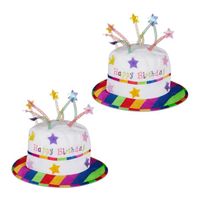 Lot de 2 Chapeaux-gâteaux Happy Birthday - RELAXDAYS - Accessoire de tête pour fête d'anniversaire
