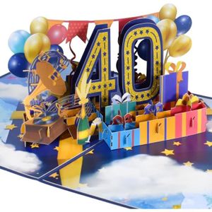 CARTE CORRESPONDANCE Lot de 40 cartes d'anniversaire pop up pour 40 ans