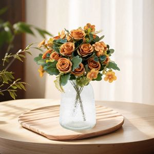 DRT DERUITAI Lot de 20 fleurs artificielles d'extérieur en plastique résistant aux UV pour décoration extérieure et intérieure (orange rouge