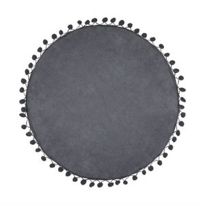 COUSSIN Coussin rond pompons diamètre 40 cm Atmosphera - Couleur: Gris foncé