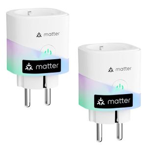 PRISE Matter Prise Connectée (Type F), 16A Prise Wifi Compatible Avec Apple Home, Alexa Et Google Home, Lot De 2 Prise Avec Mesure [m701]