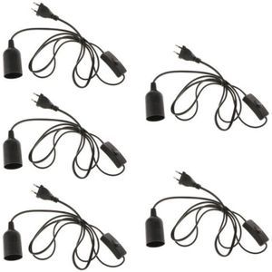 Lealoo Câble électrique Noir avec Douille E14 et Interrupteur Cordon Long pour la réalisation d'une Lampe 2 m 