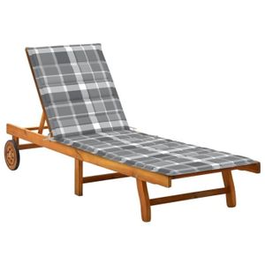 CHAISE LONGUE 6380Neuve- Chaise longue de jardin,Bain de Soleil Transat de Jardin d’extérieur Camping avec coussin Bois d'acacia solide