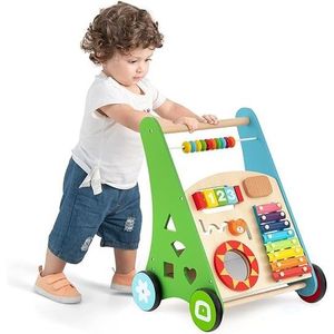 Trotteur Bébé En Bois Chariot De Marche Centre D'Activité - Jouet Éducatif Garçons Filles