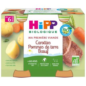 PLATS CUISINÉS Hipp Bio Ma Première Viande Pot Carottes Pommes de Terre Boeuf +6m 2 x 190g