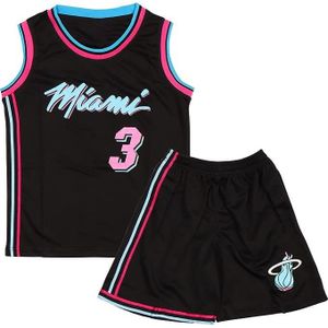 MAILLOT DE BASKET-BALL 2 Pièces Maillot Basketball Enfant,Maillot Sans Manches + Pantalon Court,Tenue Basket Enfant Garçon et Fille -Avec numéro 3 - noir