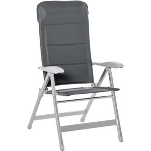 FAUTEUIL JARDIN  Chaise de jardin pliante grise - OUTSUNNY - Dossier haut inclinable - Aluminium - Oxford déperlant