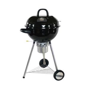 NoirArgenté Barbecue Boule avec Ventilation et Grille Kamino BBQ Barbecue Rond avec Couvercle sur Roulette Arizona