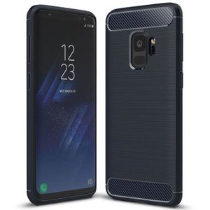 COQUE - BUMPER Coque Pour Samsung Galaxy A8(2018) Silicone Ultra Slim Motif Fibre de Carbone Bleu
