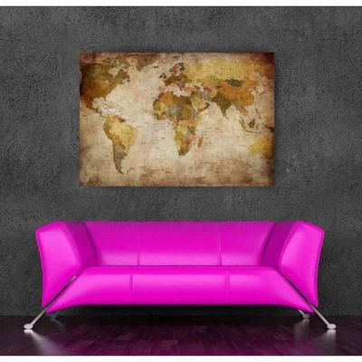 Wall Art Imprimer Toile Peinture 1 Morceau Vintage Carte Du Monde Affiche Pour Salon Sans Cadre Sans étirement