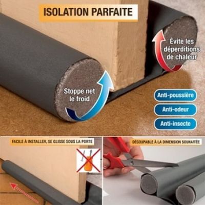Boudin De Porte Isolant BKSAI Double Joint 75-90cm - Sans Colle Anti Froid Bruit Poussière Et Insectes