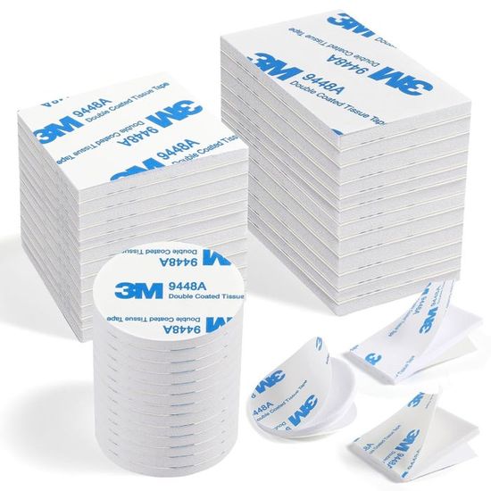 30 Adhésifs Double Face Extra Fort - Mousse Noire (Carré, Round, Rectangulaire)