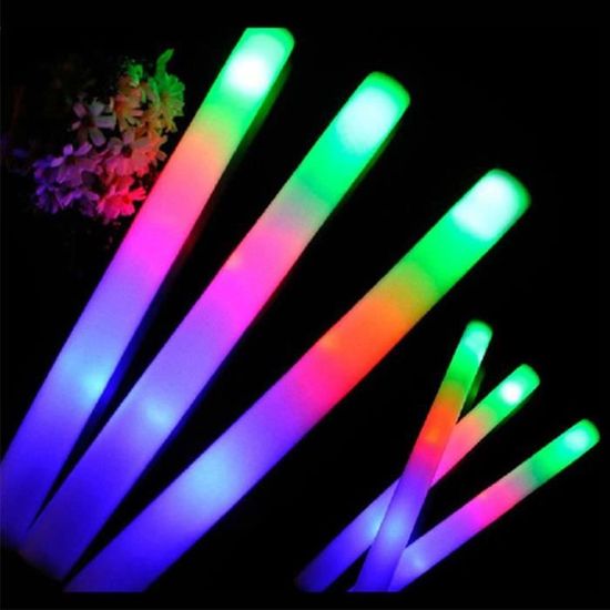 15pcs - rose - Bâtons lumineux LED en mousse colorée, tube