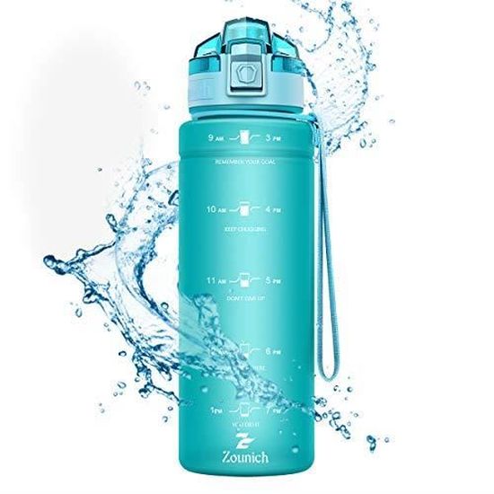Gourde Sport 1L Avec Marqueurs De Temps - Bouteille Motivante Anti-Fuite, Large Ouverture