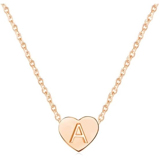 Collier Ancien Coeur Avec Initiale P - Métal Argenté, Occasion - Bijou Vintage Lettre