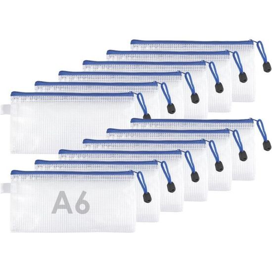 Havnidy Lot De 15 Pochettes En Plastique Avec Fermeture éclair - Format A4 + A5 + A6 - Pour L'école, Le Bureau, La Maison Et Les Voyages