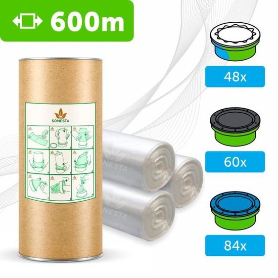 600 M. - ECO Recharge de poubelle à couches Sangenic | Angelcare | Litière Litter Locker II | Recharge équivalente à 48 Recharges