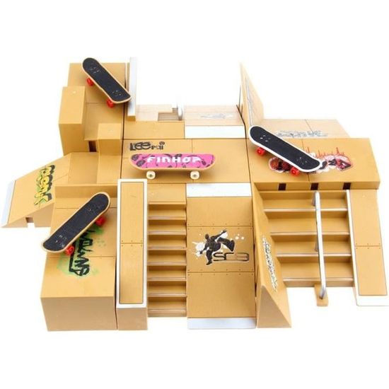 Rampes de Skatepark, Mini Finger Skateboard Playset Jeu de Skate Park