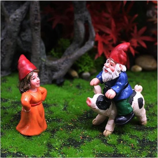 3 Figurines Nain De Jardin En Résine - Colorées, Miniatures - Pour Pots, Jardins, Aquariums