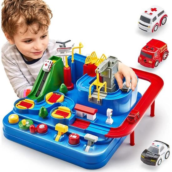 Circuit Voiture Enfant Chantier Avec Grue Rotative 360° – Jouet Camions Construction, Piste Flexible 144 Pièces – Idéal Garçons Filles 3 4 5 6 Ans, Jeu Éducatif Imaginatif & Cadeau Top