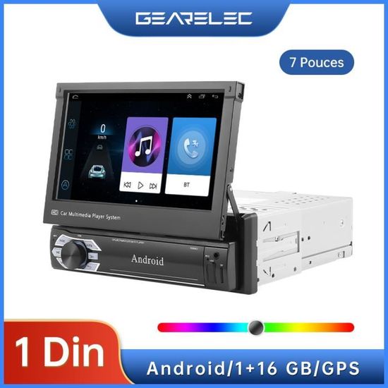 GEARELEC Autoradio 7 Pouces Collapsible L'Écran Tactile 1Din Android 10.0 avec /GPS Navigation/Bluetooth/WIFI/FM