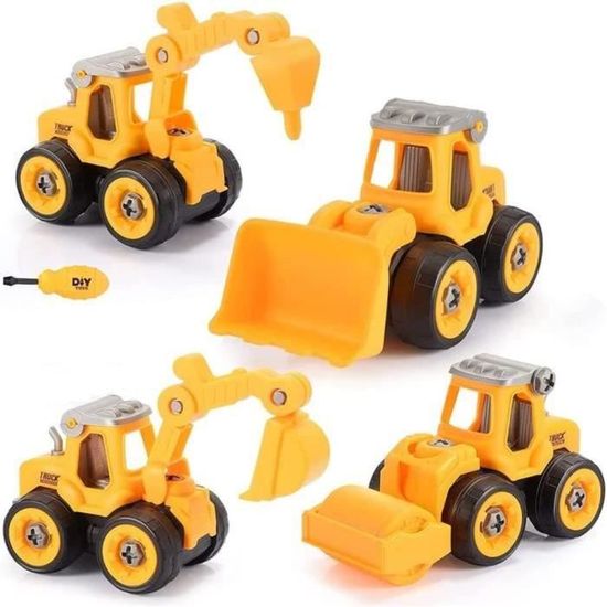 Kramow 7-en-1 Véhicules De Construction – 65 Pièces à Assembler – Jouet DIY Chantier – Cadeau Garçon/fille Dès 3 Ans – Tournevis Inclus