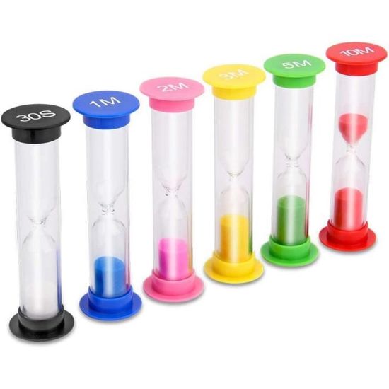 ZXUPOI 5 Pcs Sabliers 30 Sec / 1 Minute / 2 Minutes / 3 Mins / 5 Minutes / 10 Minutes, Minuterie Horloge De Sable Hourglass Pour Cuisine, Jeu, Maison, Bureau, Brosse à Dents Pour Enfants