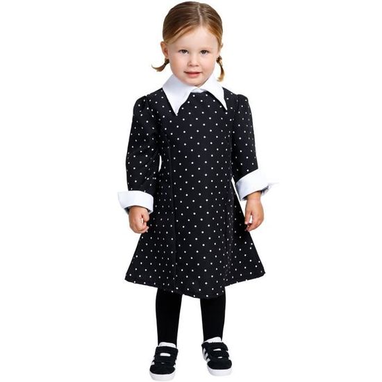 Gxlaihly Deguisement Mercredi Fille, Robe Mercredi Fille, Deguisement Mercredi, Costume De Robe Mercredi Fille, Pour Halloween Carnaval Anniversaire Fête Cosplay (Black 1, 110 (3-4 âge