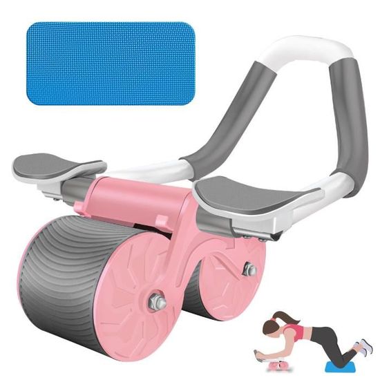 Tapis Genoux Inclus Roue Abdominale Avec Rebond Automatique - Double Roue Stable + Tapis Genoux/Coudes - Fitness Maison Roue Abdominaux Homme