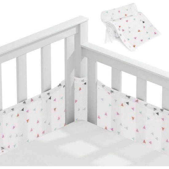 Tour De Lit Bébé 4 Côtés Respirant En Maille 3D - Protection Anti-Choc Pour Berceau - Bleu - 2