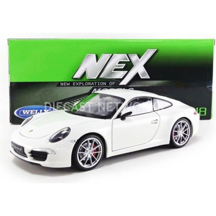 Voiture Miniature de Collection - WELLY 1/18 - PORSCHE 911 / 991 Carrera S - 2012 - Blanc - 18047W