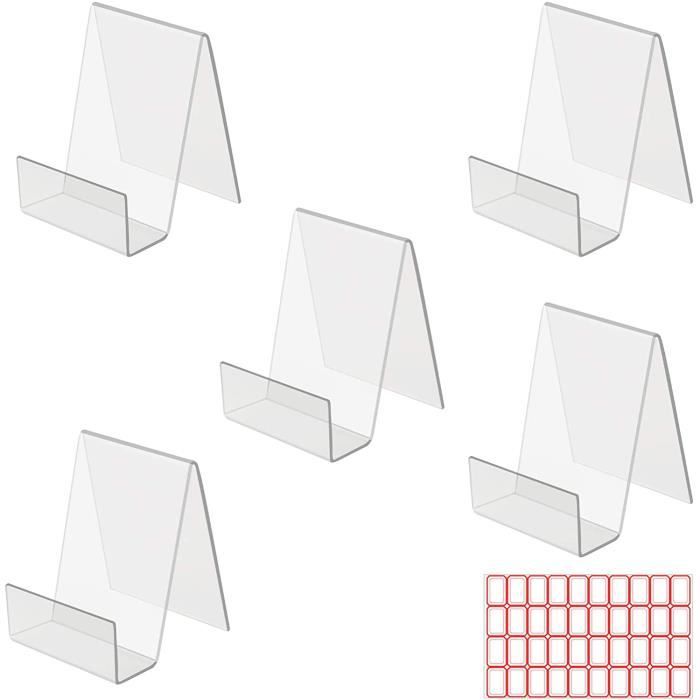 LANMOK 5 pièces présentoir de livre acrylique étagère transparente présentoir de magazine de bureau avec 40 étiquettes