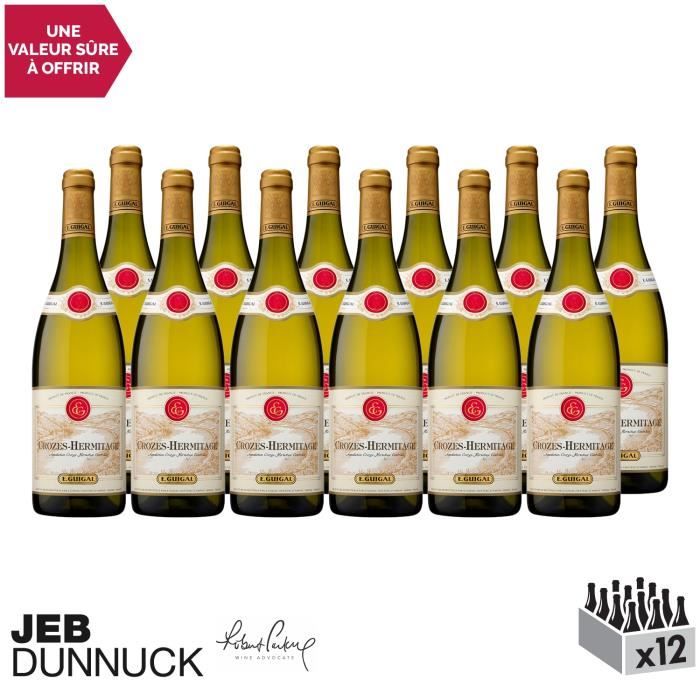 Crozes-Hermitage Blanc 2018 - Lot de 12x75cl - Maison Guigal - Vin AOC Blanc de la Vallée du Rhône - 89-100 Robert Parker - Cépages