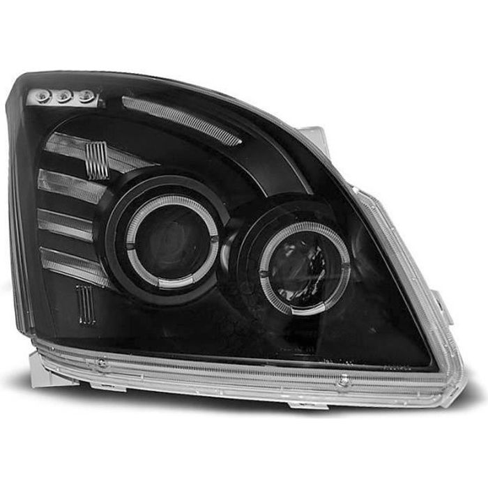 Paire de feux phares Toyota Land Cruiser 120 03-09 angel eyes noir (O06)