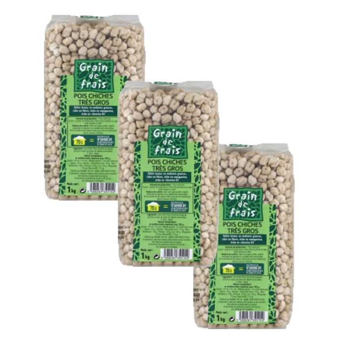 Lot 3x Pois chiches très gros - Grain de Frais - Paquet 1kg