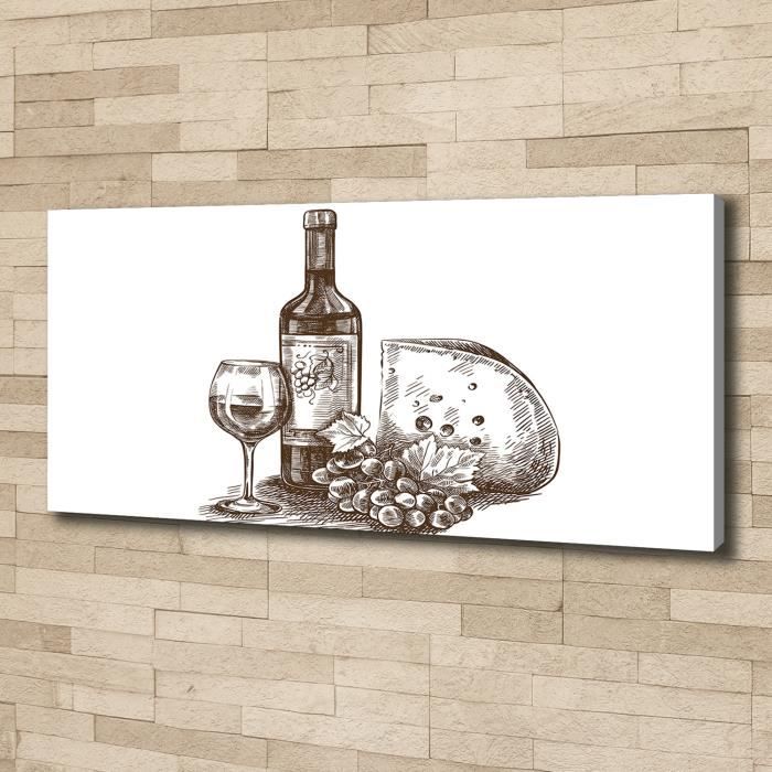 Tulup 125x50 cm art mural - Image sur toile:- Nourriture boissons - Vin Collations - Noir blanc
