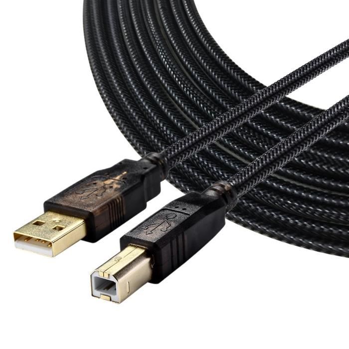 Tiroirs Bolongking Câble pour imprimante, USB 2.0 mâle A-mâle B compatible avec imprimantes HP, Canon, Lexmark, Epson, D 29848